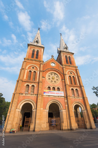 Saigon Notre Dame Basilica on Tet, Vietnam
