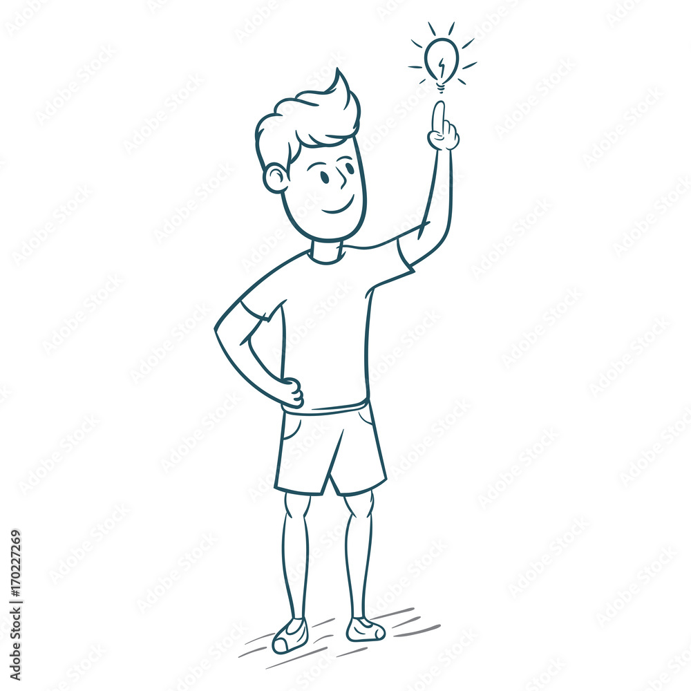 people young man think idea illustration sketch people young man think idea illustration sketch