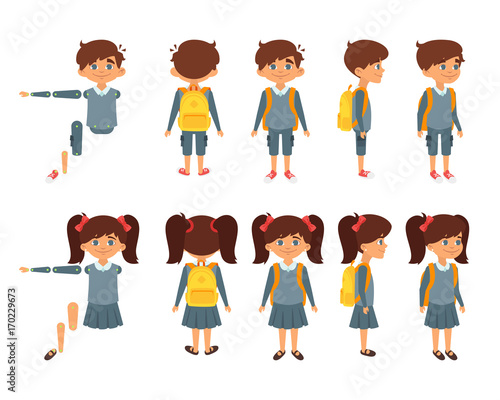 school boy and girl for animation