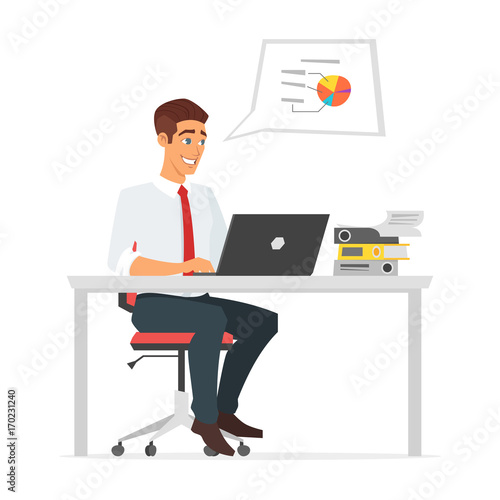businessman working at the computer © thruer