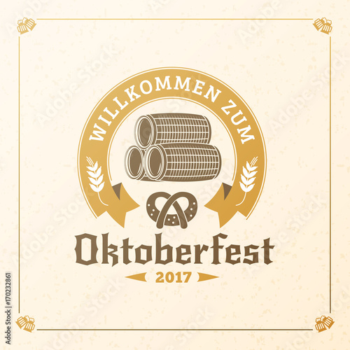 Beer festival Oktoberfest celebrations. Vintage beer badge. Vector design element