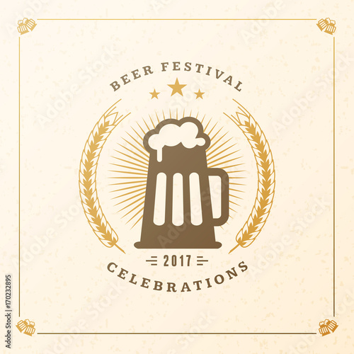 Beer festival Oktoberfest celebrations. Vintage beer badge. Vector design element