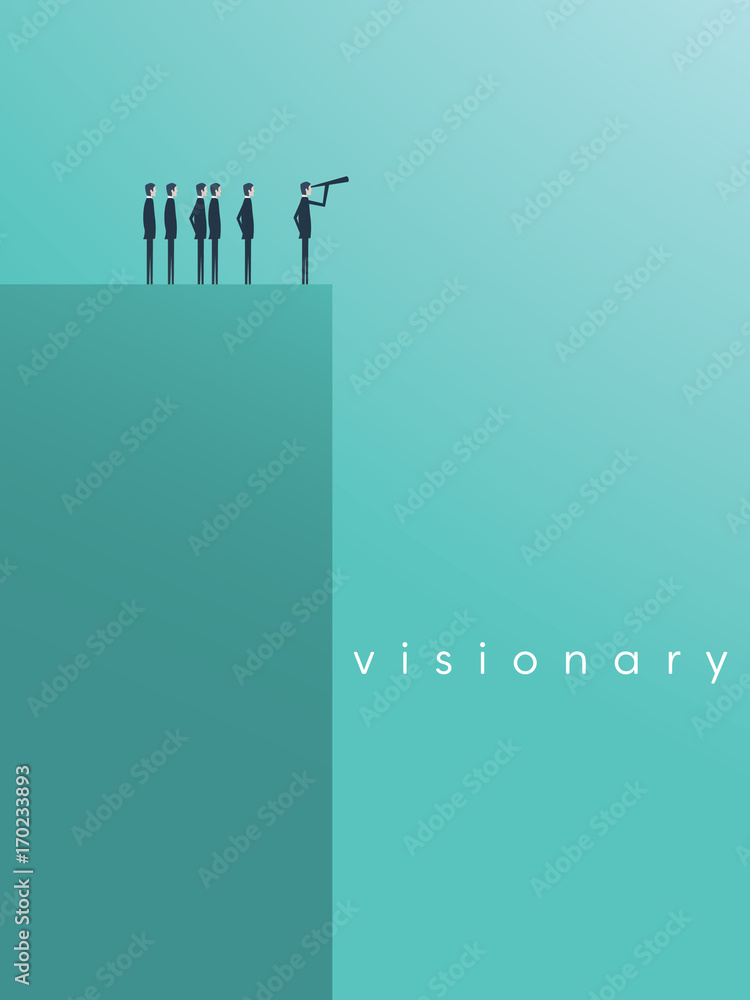 Vision concept in business with vector icon of businessman and telescope, monocular. Symbol leadership, strategy, mission, objectives. Vision concept in business with vector icon of businessman and telescope, monocular. Symbol leadership, strategy, mission, objectives.
