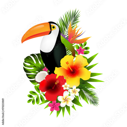 Toucans And Flowers