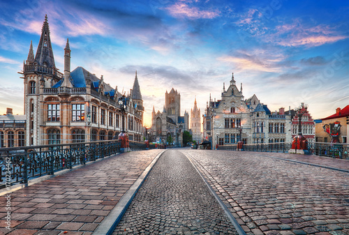 Ghent, Belgium at day, Gent old town photo