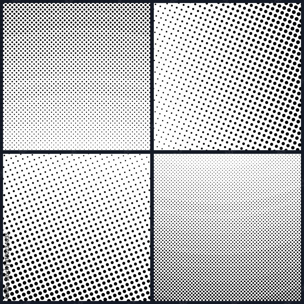 Set of Retro Style Pop Art , White Background with Black Dots , Gradient from Bottom Left to Upper Right and Vice Versa, Gradient from the Top Down and Vice Versa, Vector Illustration Set of Retro Style Pop Art , White Background with Black Dots , Gradient from Bottom Left to Upper Right and Vice Versa, Gradient from the Top Down and Vice Versa, Vector Illustration