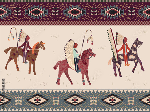 Abstract ethnic pattern. Background in navajo style