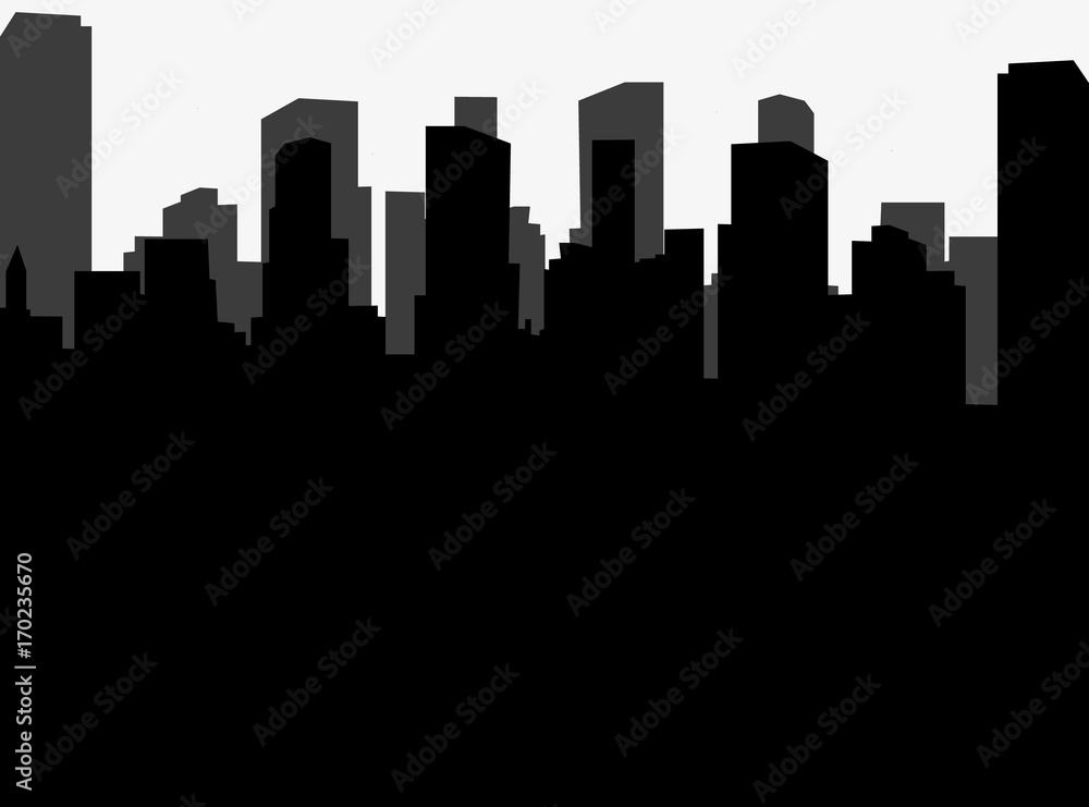 vector, isolated silhouette of city