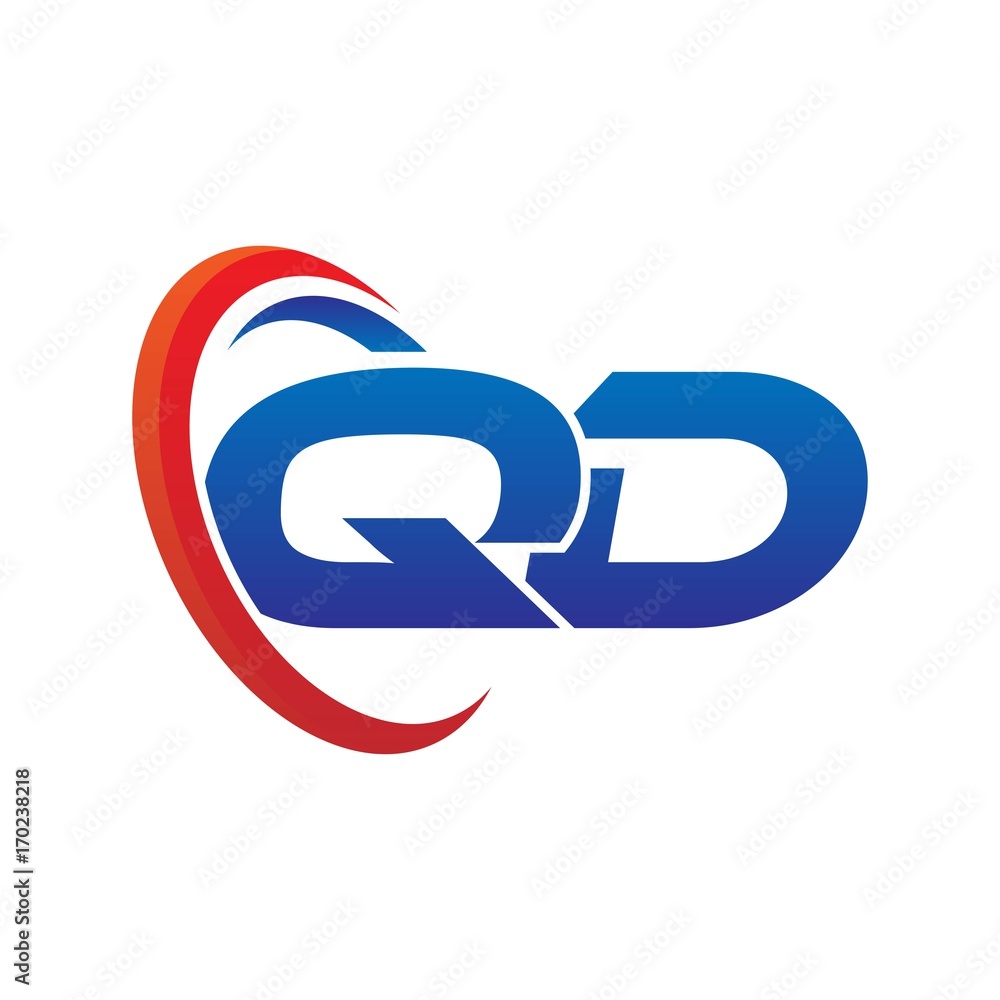 modern dynamic vector initial letters logo qd with circle swoosh red blue modern dynamic vector initial letters logo qd with circle swoosh red blue