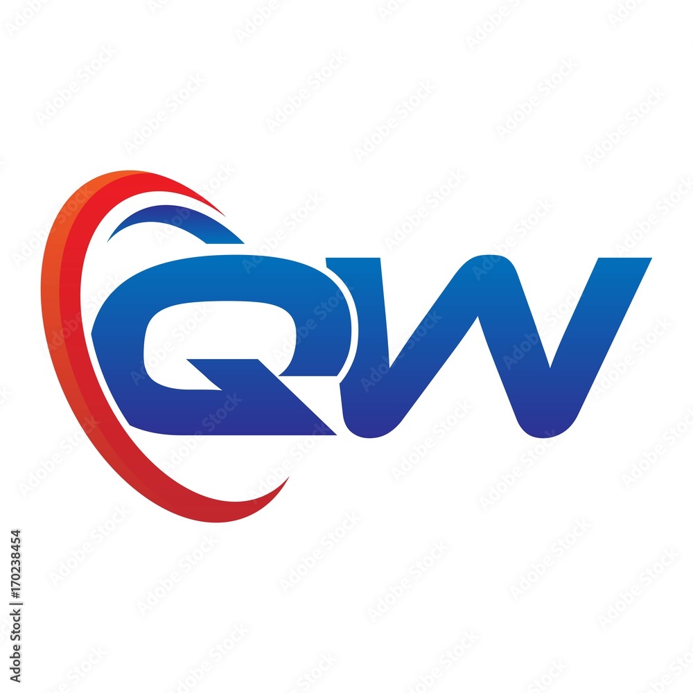 modern dynamic vector initial letters logo qw with circle swoosh red blue modern dynamic vector initial letters logo qw with circle swoosh red blue