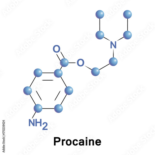 Procaine is a local anesthetic drug of the amino ester group. It is used primarily to reduce the pain of intramuscular injection of penicillin, and it is also used in dentistry