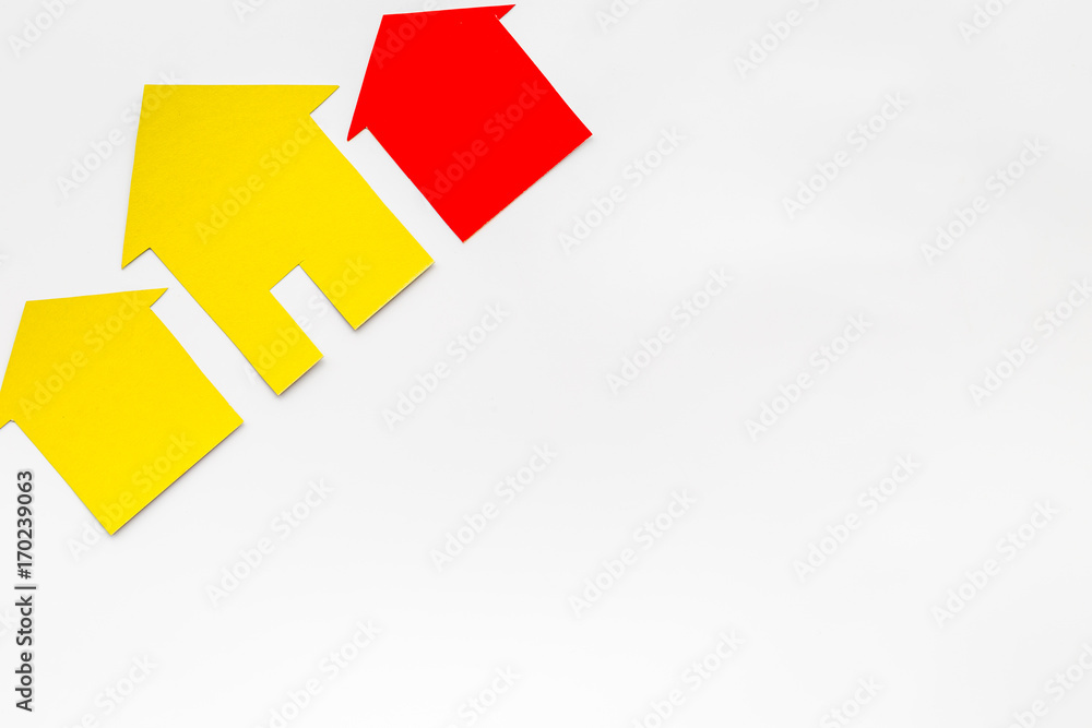 buy house online with paper figures on office desk white background top view mock-up buy house online with paper figures on office desk white background top view mock-up