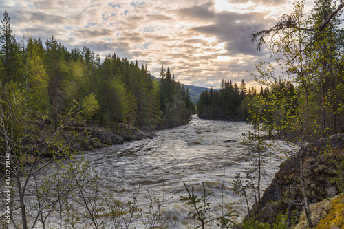 River Etna at sunset, in Etnedal, Nordre Land, Oppland, Norway