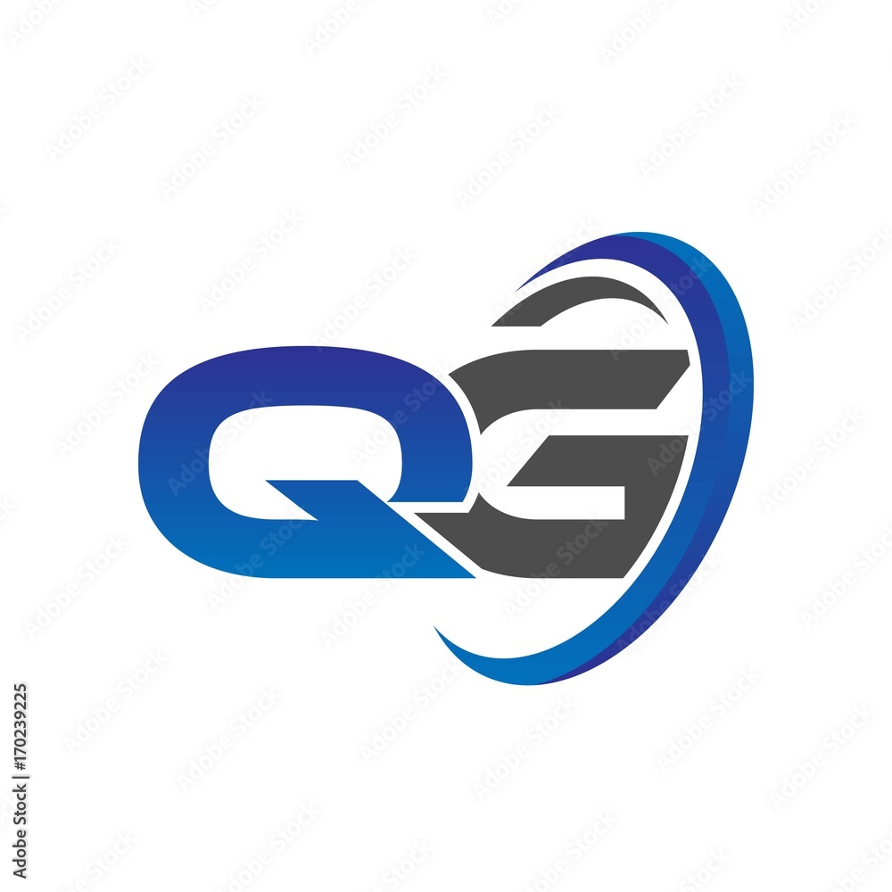 vector initial logo letters qg with circle swoosh blue gray vector initial logo letters qg with circle swoosh blue gray