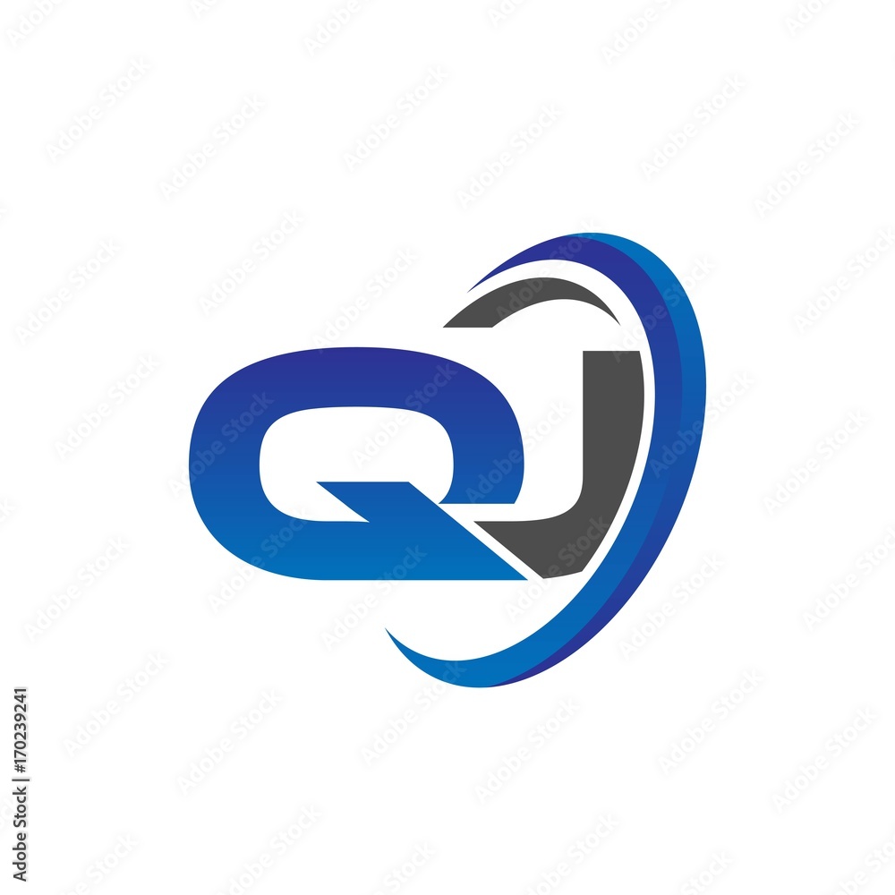 vector initial logo letters qj with circle swoosh blue gray vector initial logo letters qj with circle swoosh blue gray
