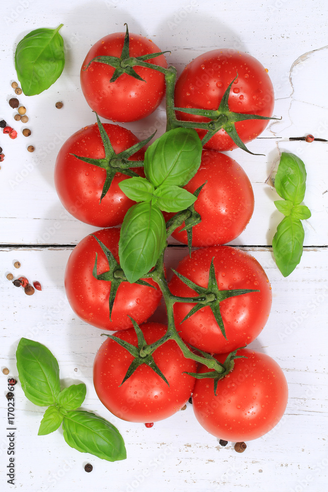 Tomaten Tomate rot Gemüse hochkant von oben Stock-Foto | Adobe Stock