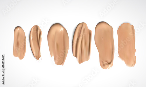 Cosmetic concealer smear strokes, tone cream smudged Vector.