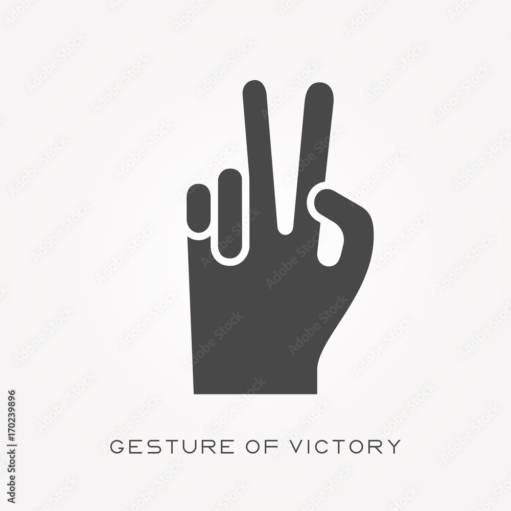 Silhouette icon gesture of victory Silhouette icon gesture of victory