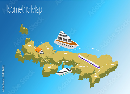 Map United Kingdom isometric concept.