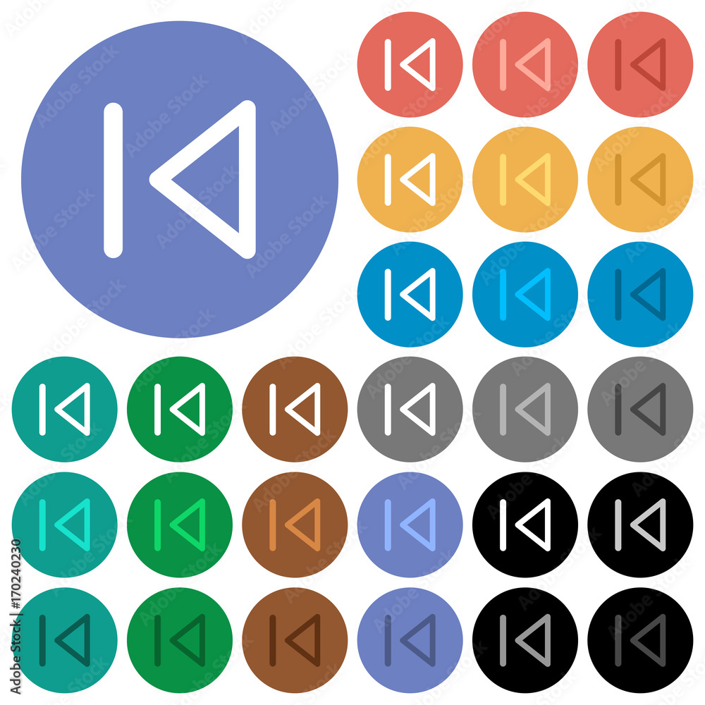 Media prev round flat multi colored icons Media prev round flat multi colored icons