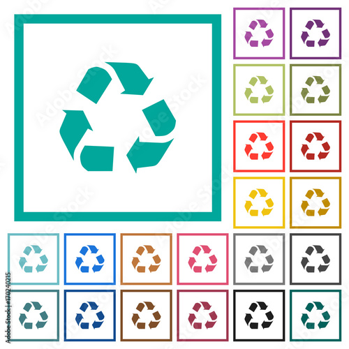 Recycling flat color icons with quadrant frames