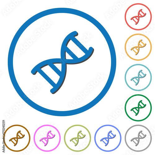 DNA molecule icons with shadows and outlines