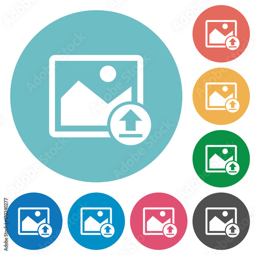 Upload image flat round icons