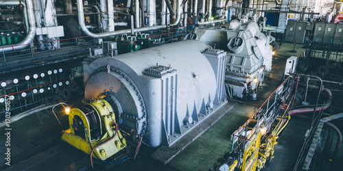 steam turbine at power plant photo