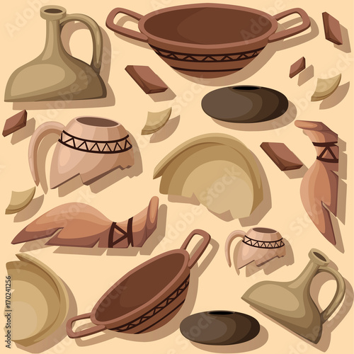 Archeology and paleontology concept archaeological excavation Web site page and mobile app design vector element. ancient history achaeologists unearth ancient artifacts vector illustration