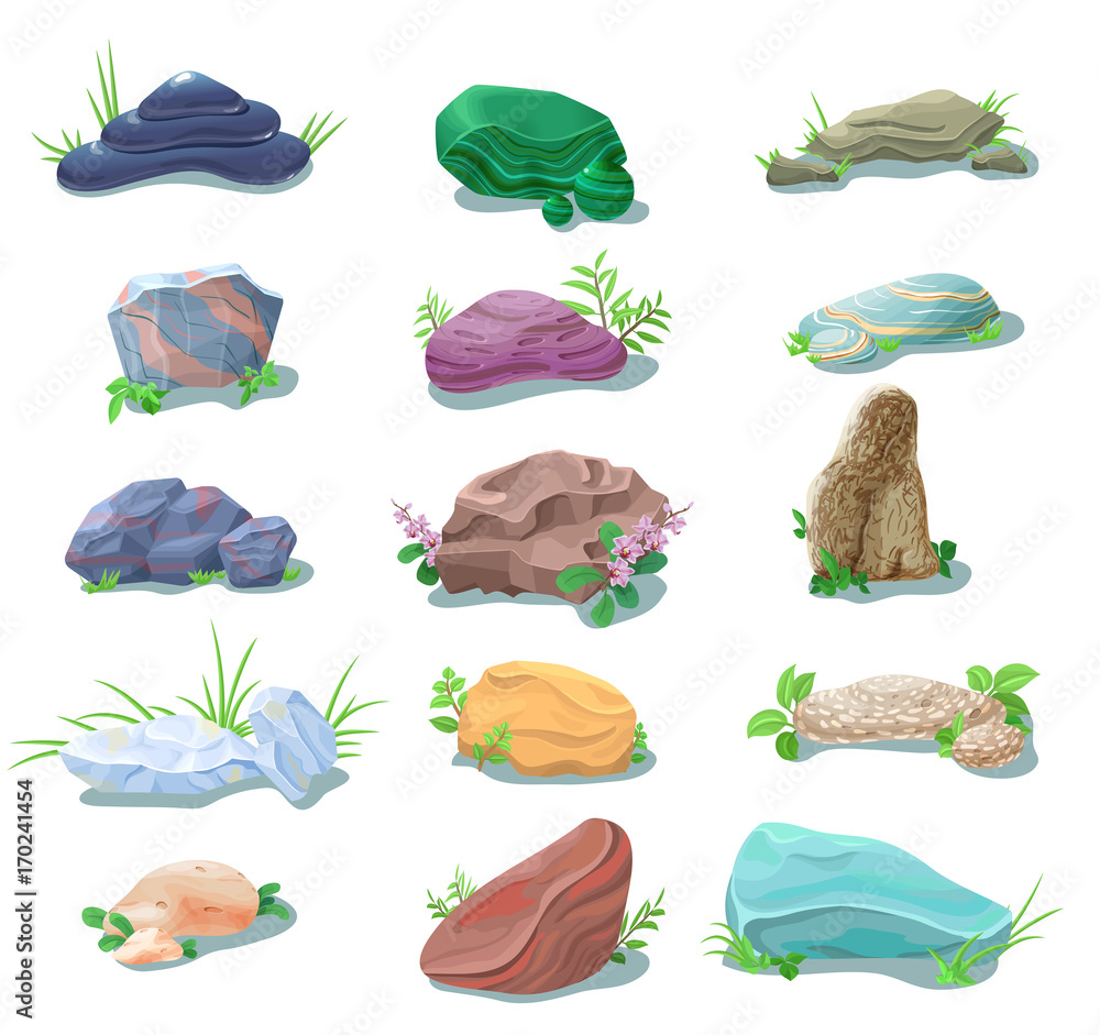 Cartoon Natural Stones And Boulders Collection Cartoon Natural Stones And Boulders Collection