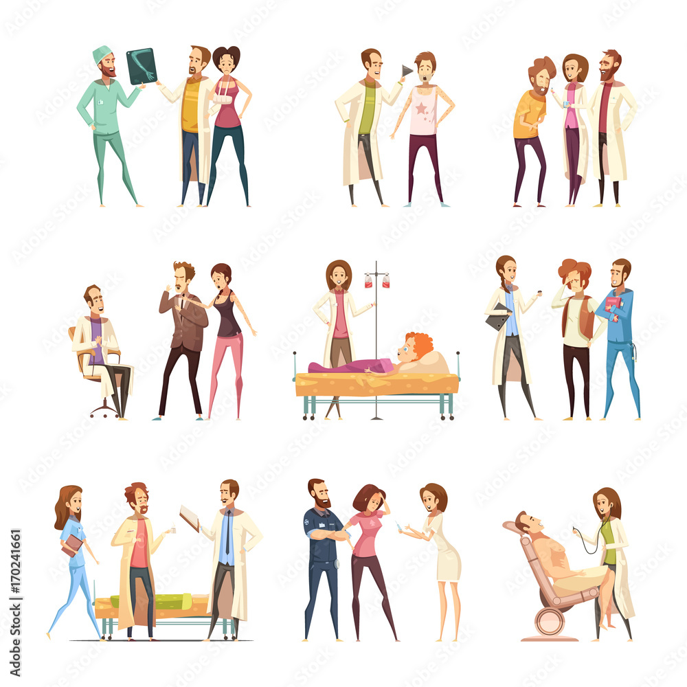 Nurse Cartoon Characters Decorative Icons Nurse Cartoon Characters Decorative Icons