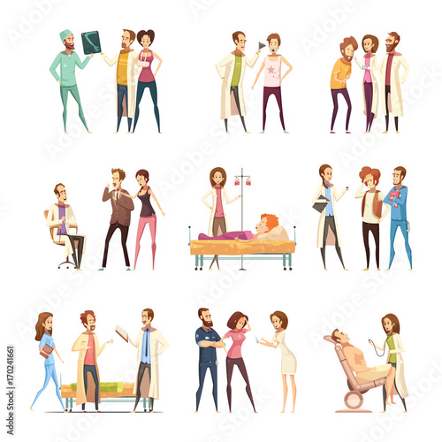 Nurse Cartoon Characters Decorative Icons 