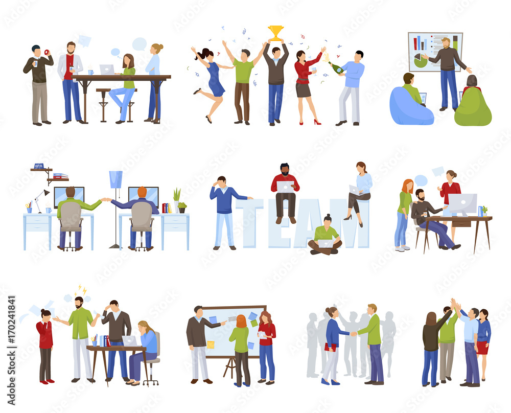 Business Teamwork Icons Set Business Teamwork Icons Set