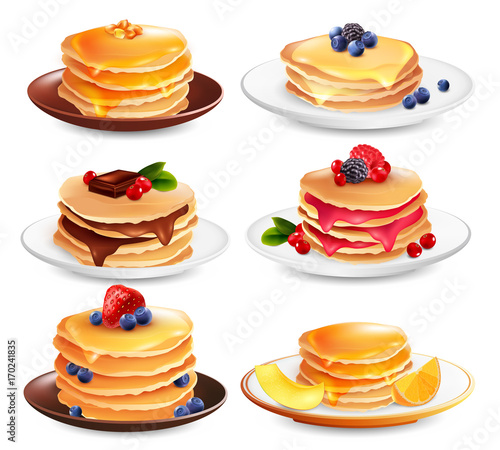 Maple Pancakes Isolated Set