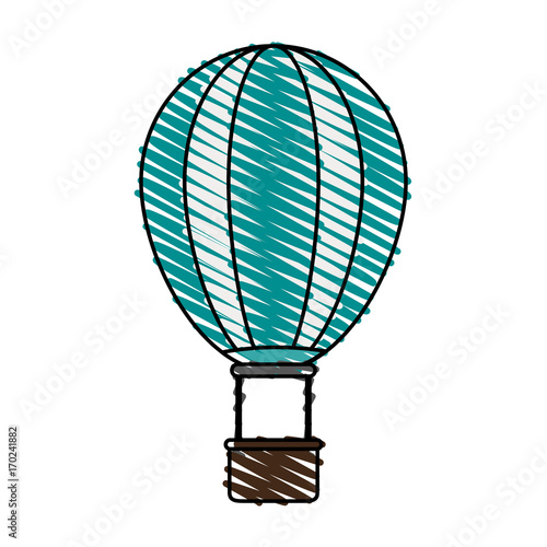 Hot air balloon of transportation and adventure theme Isolated design Vector illustration