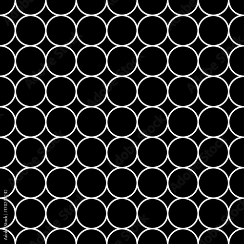 White Circle Japanese Seamless on Black Background. Vector Illustration