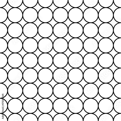 Black Circle Japanese Seamless on White Background. Vector Illustration