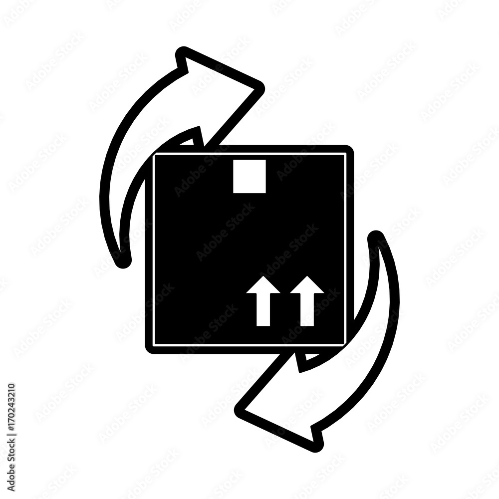 arrows and cargo box icon over white background vector illustration arrows and cargo box icon over white background vector illustration