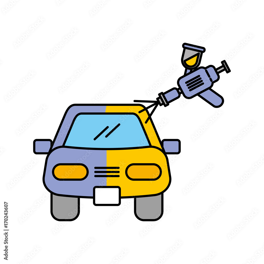 car body painting service with spray gun vector illustration car body painting service with spray gun vector illustration