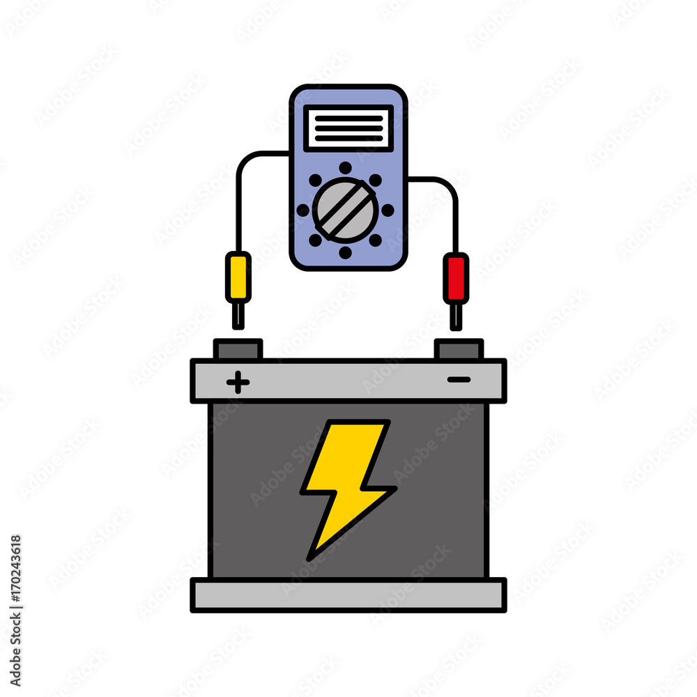 car battery with tester device electrical equipment vector illustration car battery with tester device electrical equipment vector illustration
