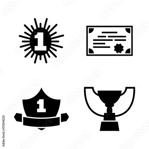 Award Winner. Simple Related Vector Icons Set for Video, Mobile Apps, Web Sites, Print Projects and Your Design. Black Flat Illustration on White Background.