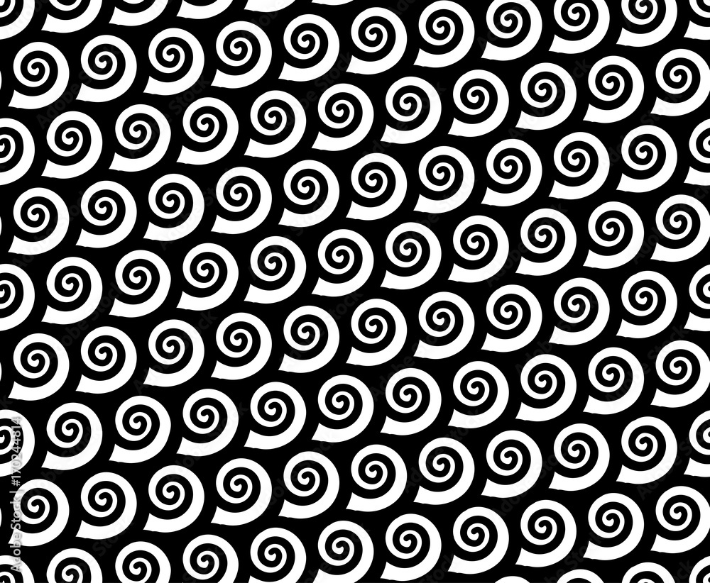 Seamless Spiral snail shell pattern, vector