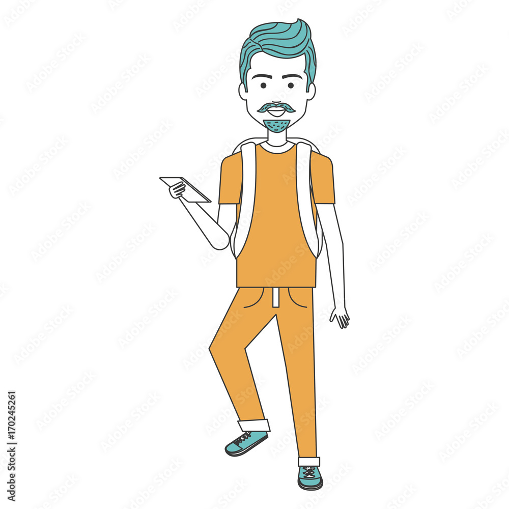 young man with smartphone avatar character vector illustration design young man with smartphone avatar character vector illustration design