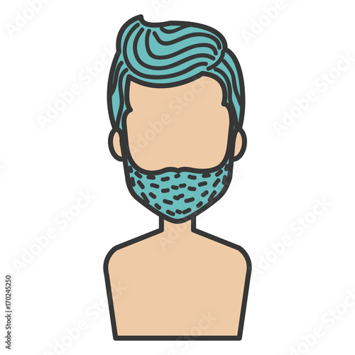 young man shirtless avatar character vector illustration design