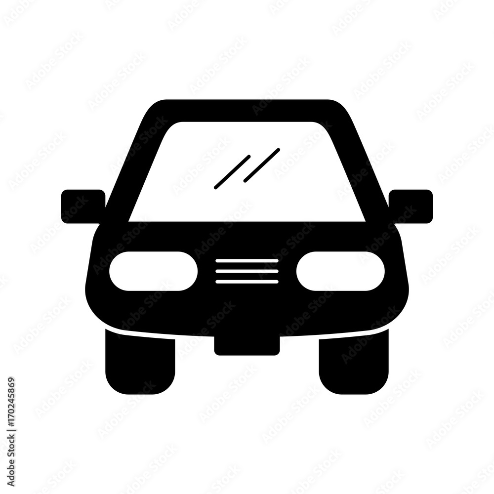 cartoon car vehicle transport front view icon vector illustration