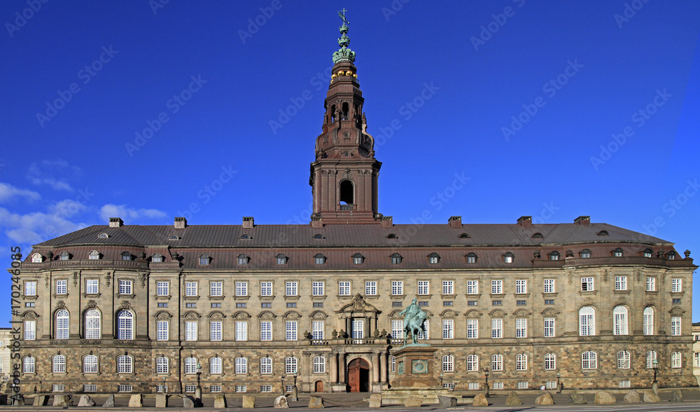back view of Christianborg palace in Copenhagen, Denmark