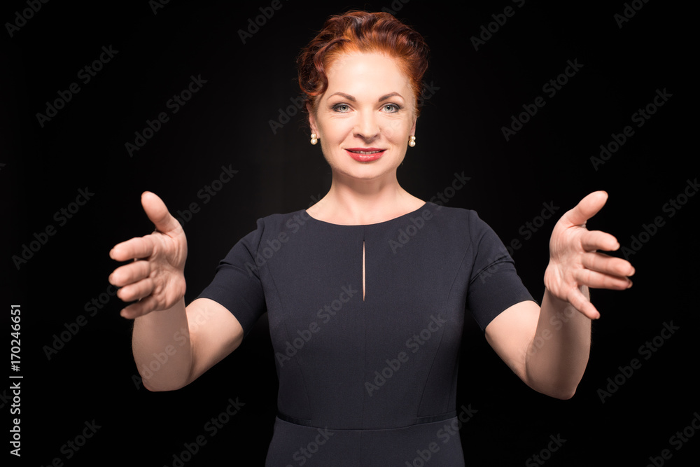 Woman pretending to hold something Woman pretending to hold something