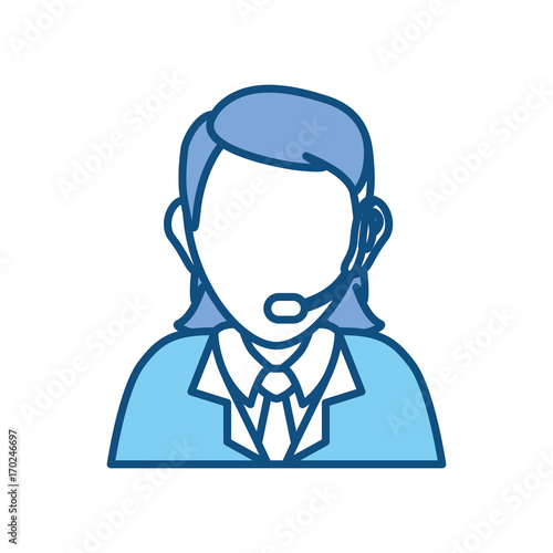 colorful  woman call center over white  background vector illustration