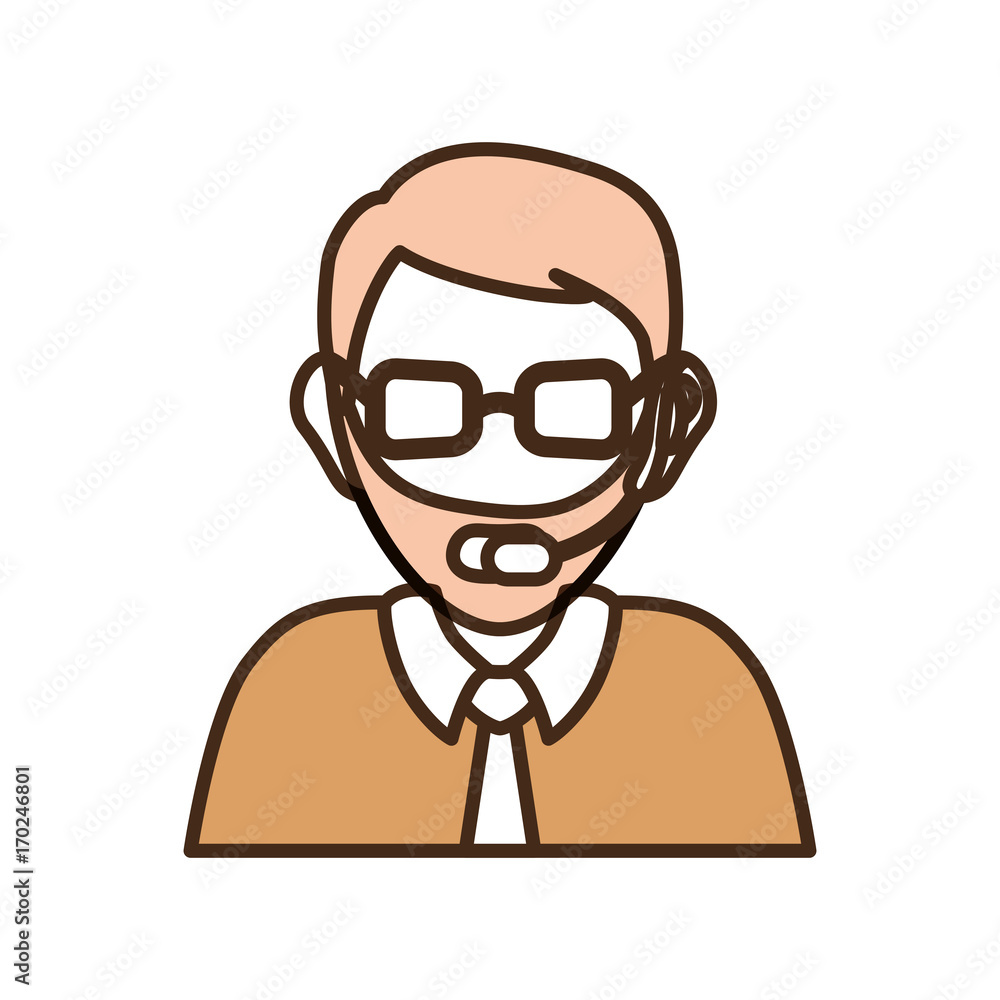 colorful  man call center over white background vector illustration