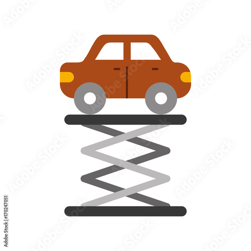 cartoon car over self propelled lift service maintenance vector, illustration